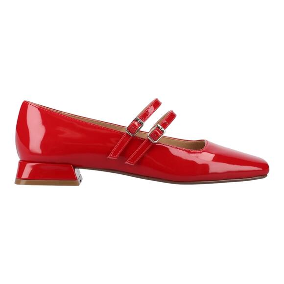 Journee Women's Gredah Square Toe Double Strap Mary Jane Flats Red Patent Size 9 - Picture 2 of 5